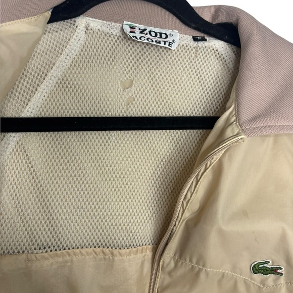 VTG 80s Lacoste Izod Performance Golf Full Zip Beige Tan Jacket Size Medium Mens - Picture 7 of 13